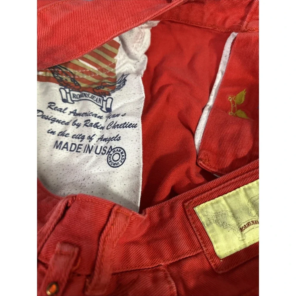 Robin's Jean‎ Men's Straight Fit Jeans Size 42 Red Rhinestone Back Pocket Flap